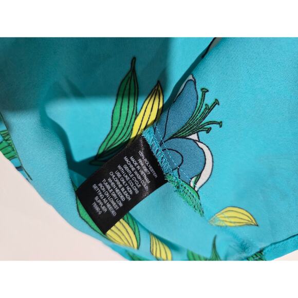 Worthington Petite Women’s Teal Floral Flutter Sleeve Blouse – Size PS - Picture 6 of 9
